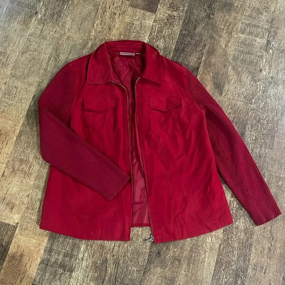 Studio Works Red Suede Full Zip Jacket - Picture 1 of 7